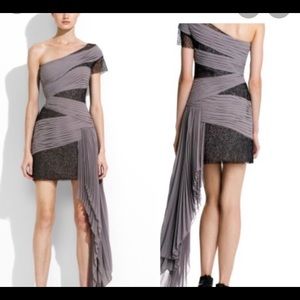 BCBG Max Azria Runway One Shoulder Pleated Dress